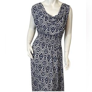 #I1 medium maxi long blue patterned dress size M VLD